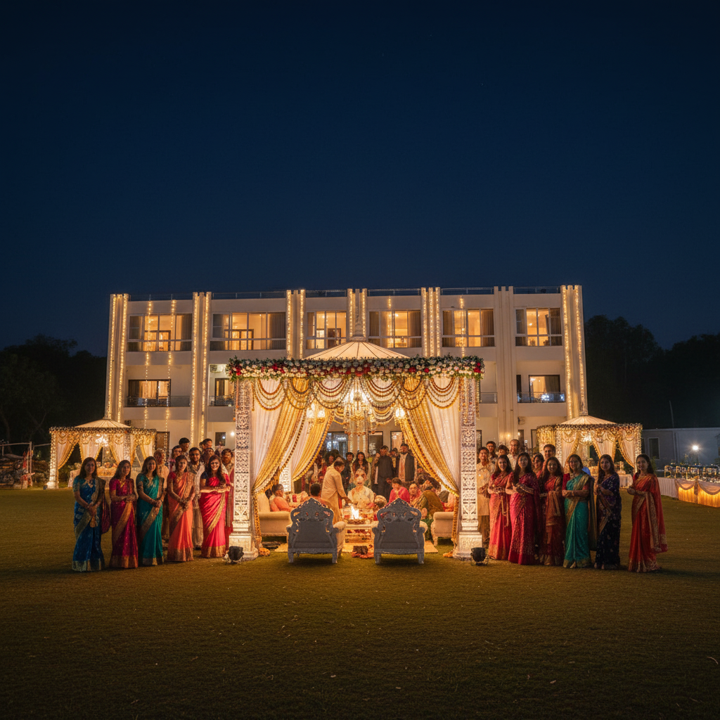 Jungle canopy wedding mandap Jim Corbett intimate