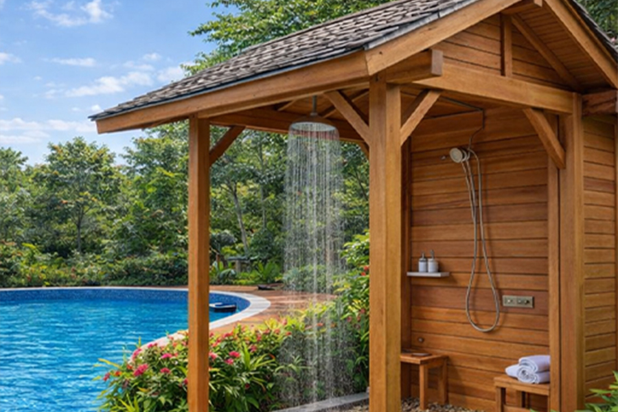 Elite Cottage open shower Jim Corbett resort