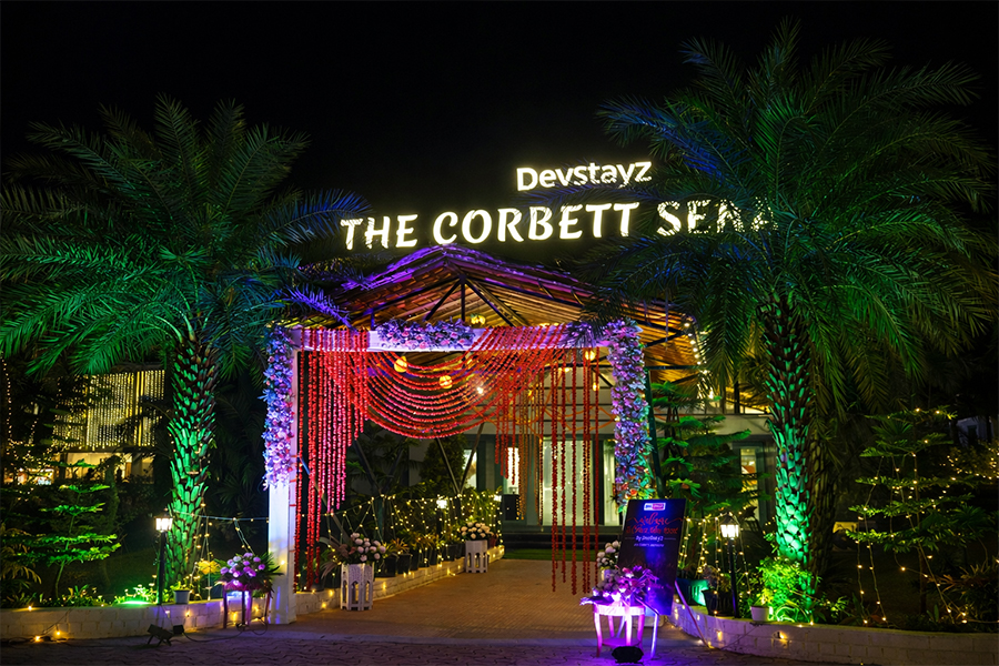 Wedding lawn Jim Corbett night setup